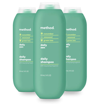 Method Everyday Shampoo, Daily Zen with Cucumber, Green Tea, and Seaweed Scent Notes, Paraben and Sulfate Free, 14 oz (Pack of 3)