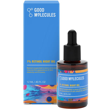 Good Molecules 1% Retinol Night Oil 12Ml/0.40Oz - Facial Oil With Retinol, Plum And Rosehip Seed Oil - Anti-Aging Hydrating Skincare For Face