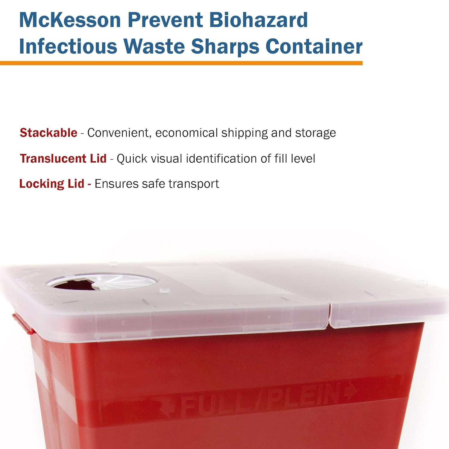 McKesson Prevent Sharps Container 8 gal. Horizontal / Vertical Entry Case of 10 : Health & Household