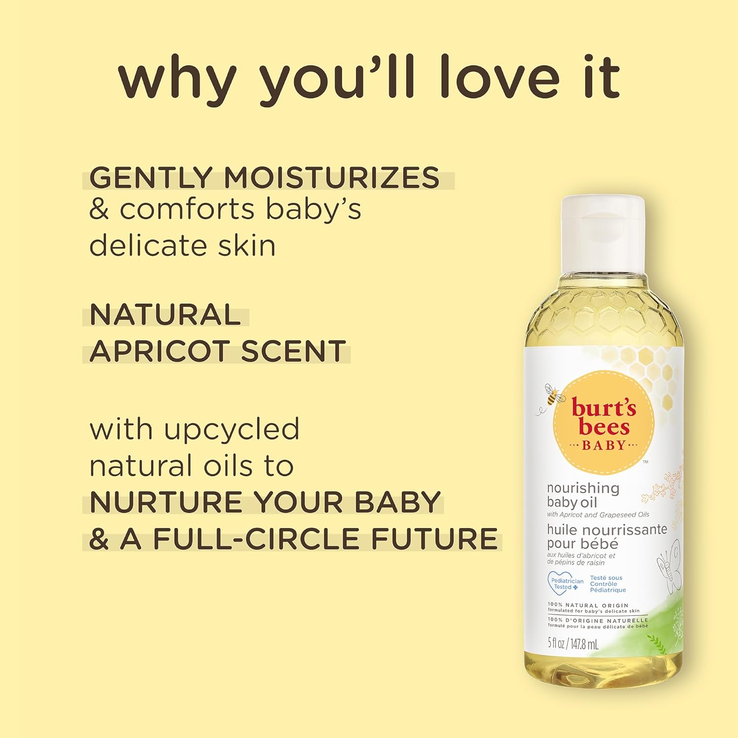 Burt's Bees Baby Oil, Nourishing Baby Moisturiser With Apricot Oil, Paediatrician-Tested, 147.8 ml : Amazon.co.uk: Baby Products