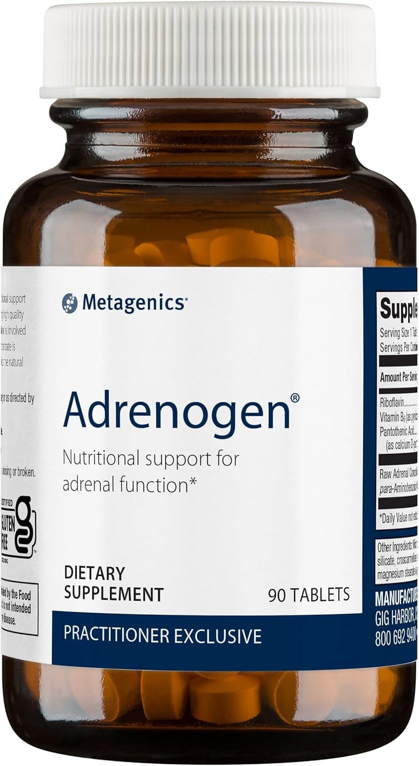 Metagenics Adrenogen - Adrenal Health Support - Raw Adrenal Complex - Aid In Hormone Balance* - With B Vitamins & Paba - Guaranteed Raw - Non-Gmo - Gluten-Free - 90 Tablets