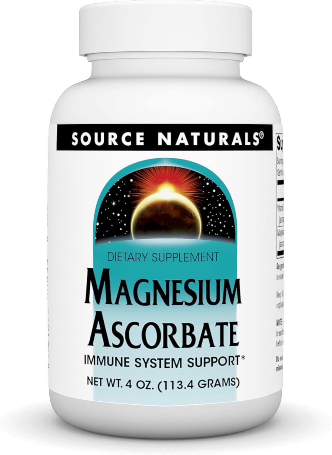 Source Naturals Magnesium Ascorbate Crystals - Non-Acidic Vitamin C - 4 Ounce Powder