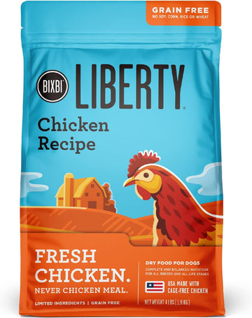 BIXBI Liberty Grain Free Dry Dog Food, Chicken Recipe, 4 lbs - Fresh Meat, No Meat Meal, No Fillers for Easy Digestion - USA Made