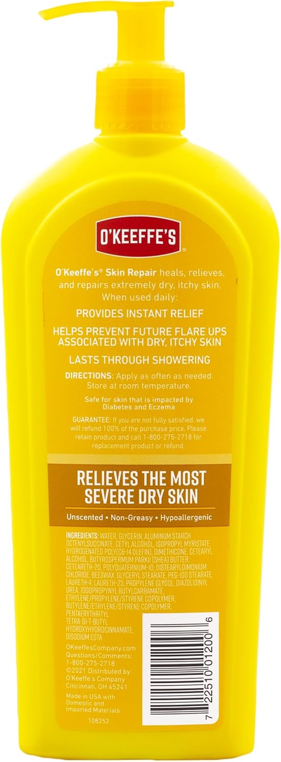 O'Keeffe's Skin Repair Body Lotion and Dry Skin Moisturizer, Pump Bottle, 12 ounce, Packaging May Vary : Beauty & Personal Care