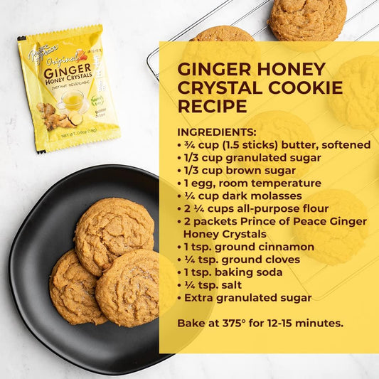 Prince Of Peace Instant Ginger Honey Crystals, 10 Sachets – Instant Hot Or Cold Beverage – Easy To Brew Ginger And Honey Crystals