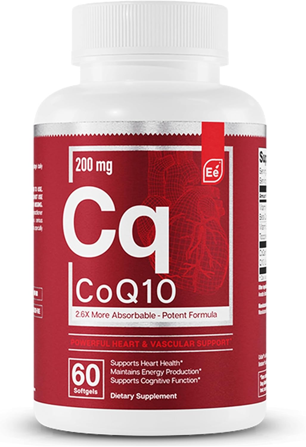 Essential Elements Coq10 200Mg Softgels For Heart, Brain, And Vascular Support - Comprehensive Coenzyme Q10 Supplement With 2.6 Times Higher Absorption - 60 Count, 2 Month Supply