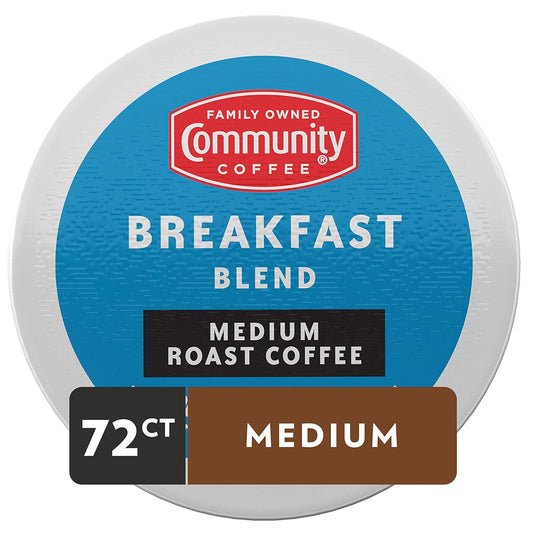 Community Coffee Breakfast Blend 72 Count Coffee Pods, Medium Roast, Compatible with Keurig 2.0 K-Cup Brewers, 72 Count (Pack of 1)