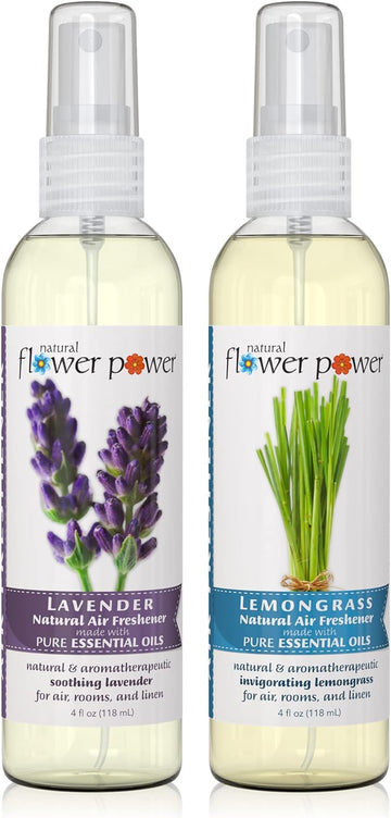 Air Freshener Spray - 4 Fl Oz Pack of 2 - Scented w/Pure Essential Oils - Plant-Based Odor Eliminator - Room, Linen, or Car Spray (Lavender + Lemongrass)