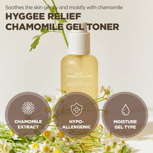 Relief Chamomile Gel Toner - Gentle Soothing Moisturizer - Cooling & Moisturizing For Heated And Sensitive Skin - Hypoallergenic Refreshing Gel Formula, 6.76 Fl.Oz