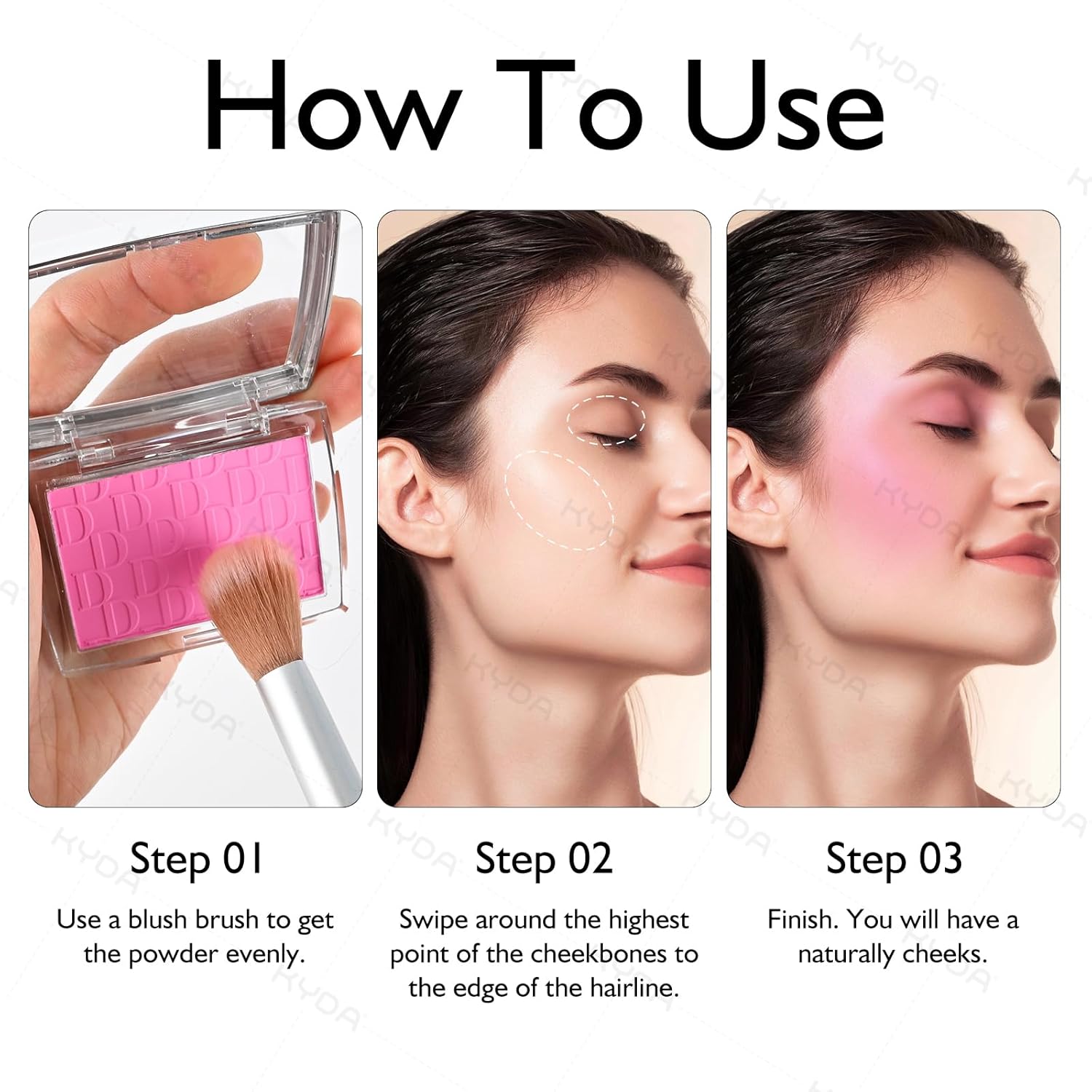 Kyda Coral Powder Blush, Radiant Glow Face Blush, Buildable Matte Cheeks Color, Ultra-Fine Lightweight Powder Blusher, Lasting Moisturizing : Beauty & Personal Care