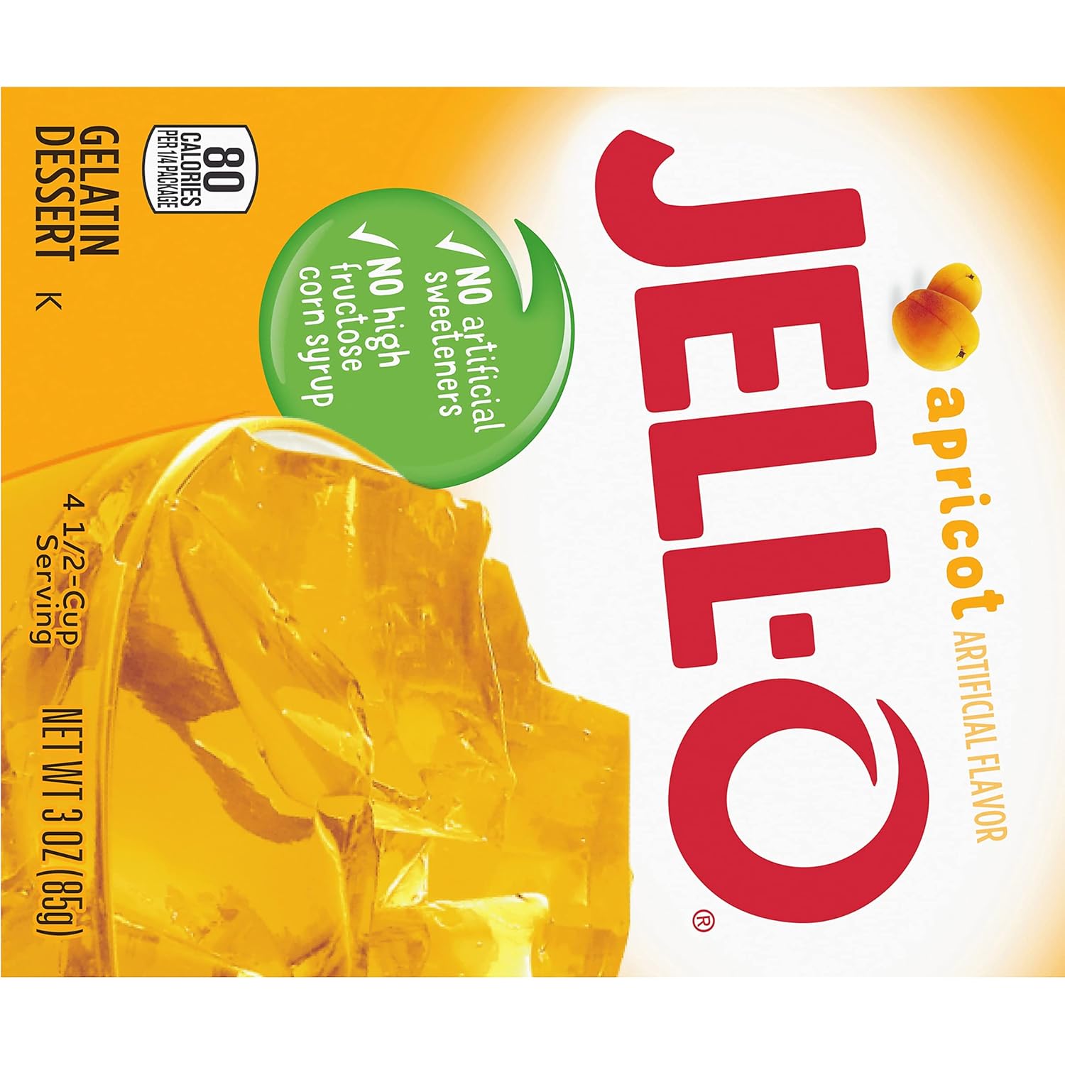 Jell-O Gelatin Dessert, Apricot, 3-Ounce Boxes (Pack Of 4)