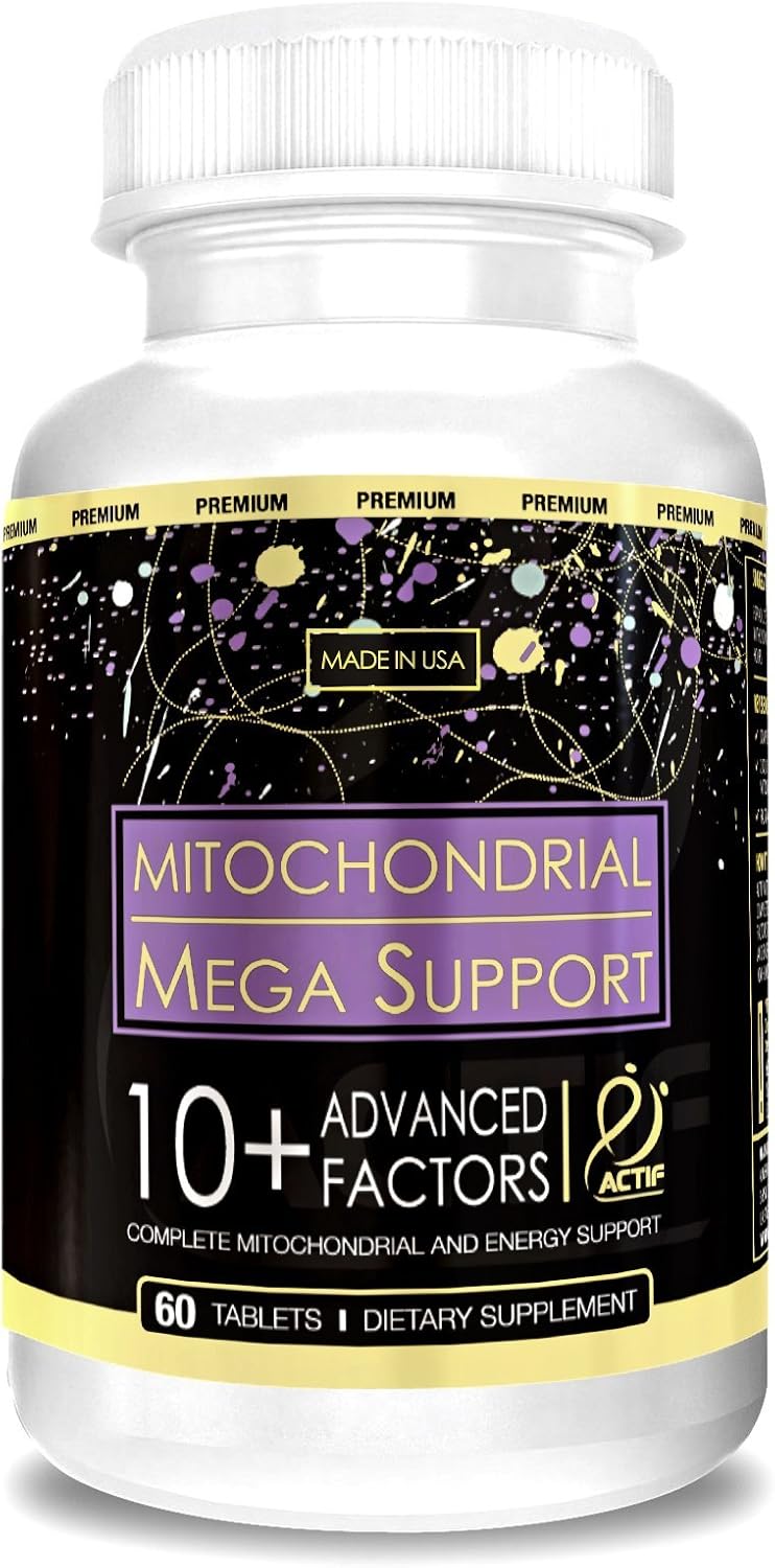 Actif Mitochondrial Mega Support with 10+ Advanced Factors - Non GMO, Fast Acting, Mitochondria and Energy Support, Made in USA, 60 Count : Health & Household