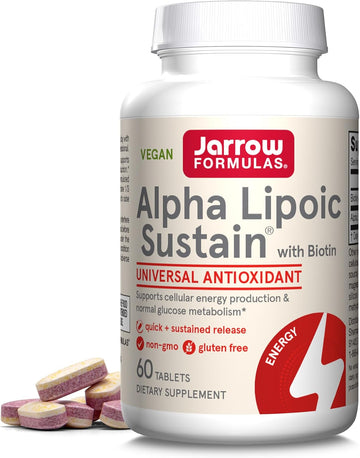 Jarrow Formulas Alpha Lipoic Sustain With Biotin, 300 Mg Alpha Lipoic Acid, Universal Antioxidant, Dietary Supplement, 60 Vegan Tablets, Up To A 60 Day Supply