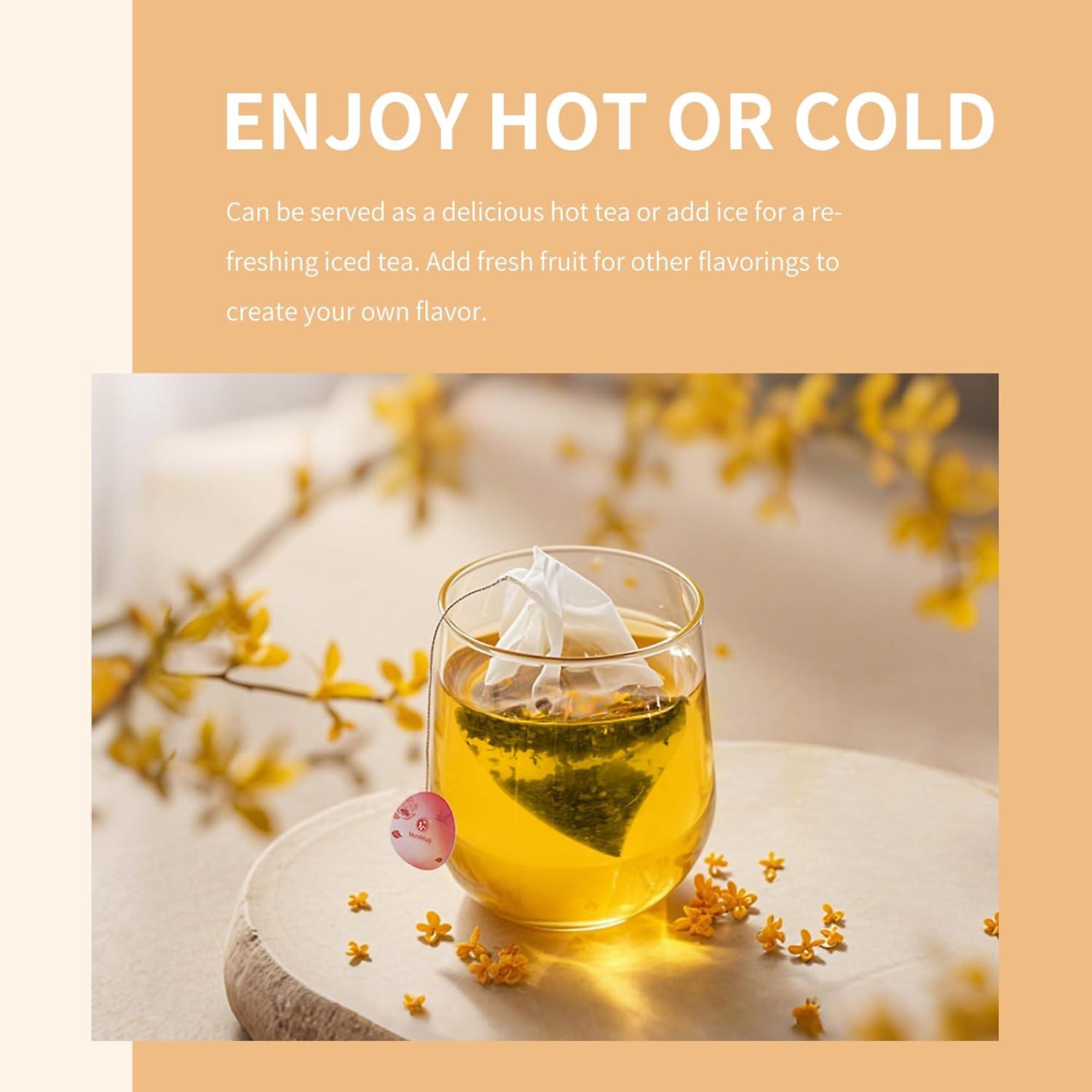 Osmanthus Oolong Tea|Nondecay Tea Sampler With 7 Pyramid Tea Infuser Bags - Fruit, Herb And Flower Tea For Cold Brew & Hot Brew, Birthday, Hostess And Co-Worker Fall Gifts