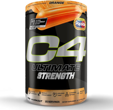 Cellucor C4 Ultimate Strength Pre Workout Powder - Tri-Stim Experience 300Mg Caffeine+Teacrine+Dynamine - Creatine & Beta-Alanine - Energy Supplement For Men & Women - Orange Popsicle, 20 Servings