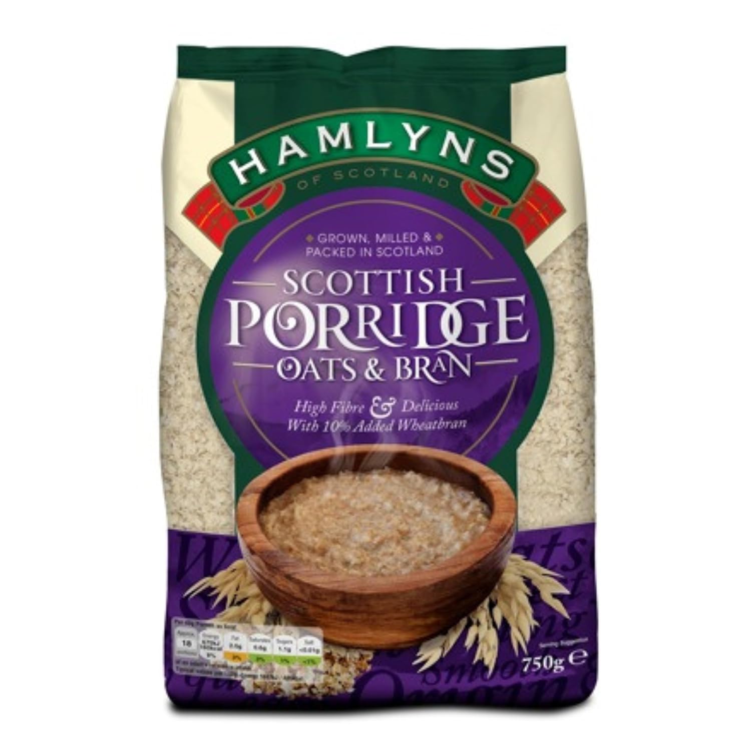 Hamlyns Scottish Porridge Oats With Bran, 750G