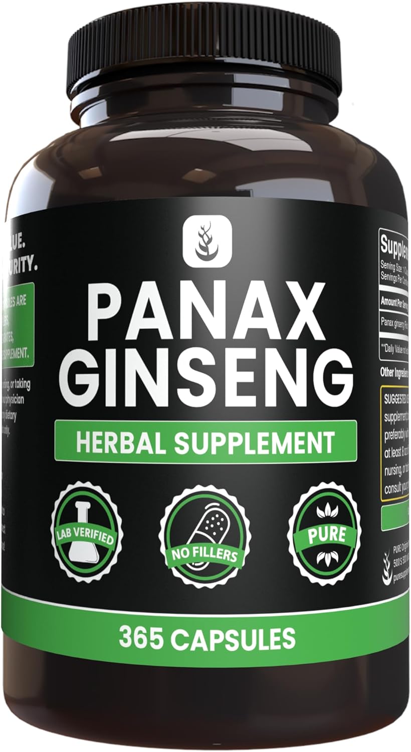 Pure Original Ingredients Panax Ginseng (365 Capsules) No Magnesium Or Rice Fillers, Always Pure, Lab Verified