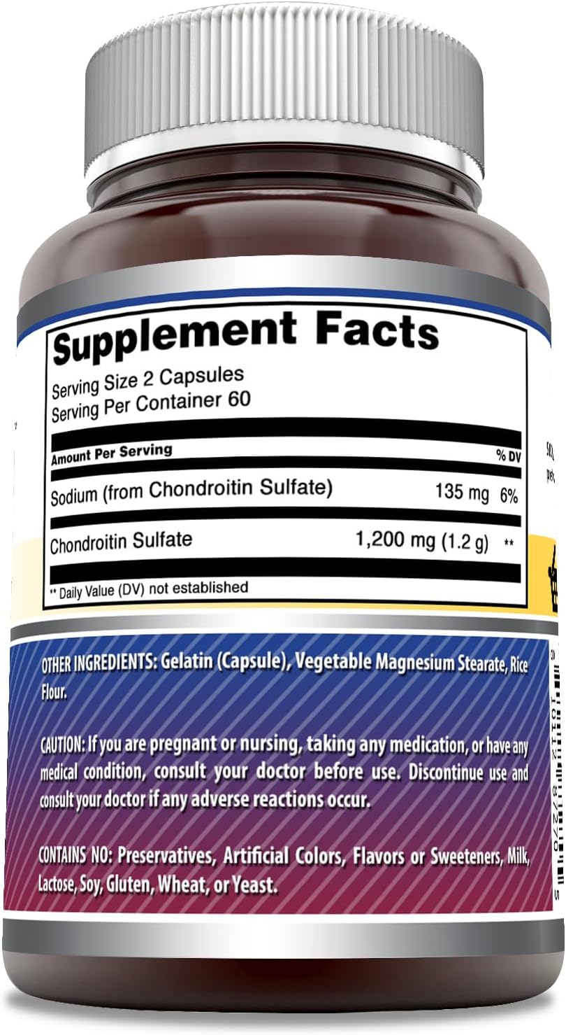 Amazing Formulas Chondroitin Sulfate 1200mg Per Serving 120 Capsules Supplement | Non-GMO | Gluten Free | Made in USA