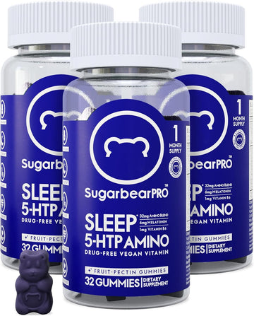 SugarbearPro Sleep Gummy for Adults with Extra Strength Melatonin 6mg, Magnesium, L-Theanine, 5 HTP, B6, Valerian Root, Lemon Balm - Chewable Sleep Supplement, Vegan Sleep Aid Vitamins-3 Month Supply