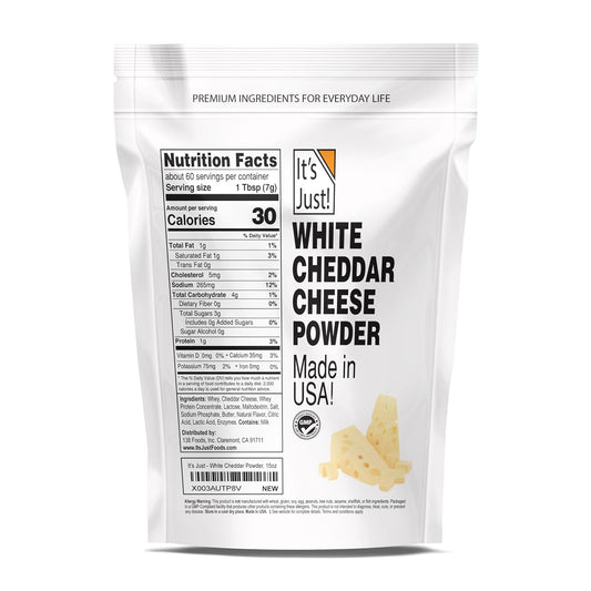 It'S Just - White Cheddar Cheese Powder, Traditional Sharp Flavor, Made In Usa, 15Oz