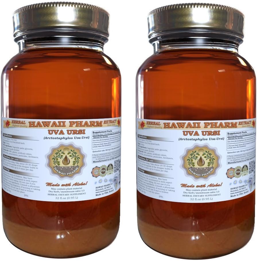 Uva Ursi Liquid Extract, Organic Uva Ursi (Arctostaphylos Uva-Ursi) Tincture, Herbal Supplement, Hawaii Pharm, Made In Usa, 2X32 Fl.Oz : Health & Household