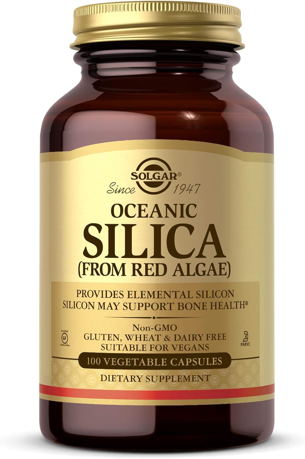 Solgar Oceanic Silica From Red Algae 25 Mg, 100 Vegetable Capsules - Excellent Source Of Calcium, Supports Bone Health - Non-Gmo, Vegan, Gluten Free, Dairy Free, Kosher - 50 Servings