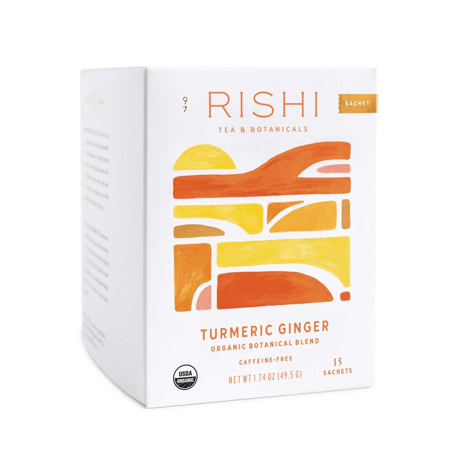 Rishi Tea Turmeric Ginger Herbal Tea | Immune Support, Usda Certified Organic, Caffeine-Free, Ayurvedic, Energy-Boosting, Citrus Flavors For Taste | 15 Sachet Bags, 1.75 Oz (Pack Of 1)