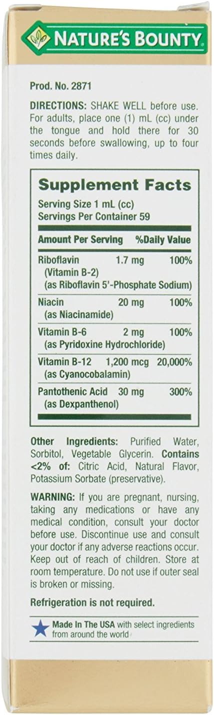 Nature's Bounty Vitamin B Complex Sublingual Liquid 2 oz ( Pack of 4) : Health & Household