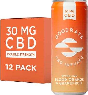 Goodrays - 30Mg Cbd Drink - 6 X 250Ml Cans - Blood Orange & Grapefruit - Natural Flavours, Low Calorie, Vegan - High Strength (30Mg/Can), All Natural - Reduce Stress & Unwind