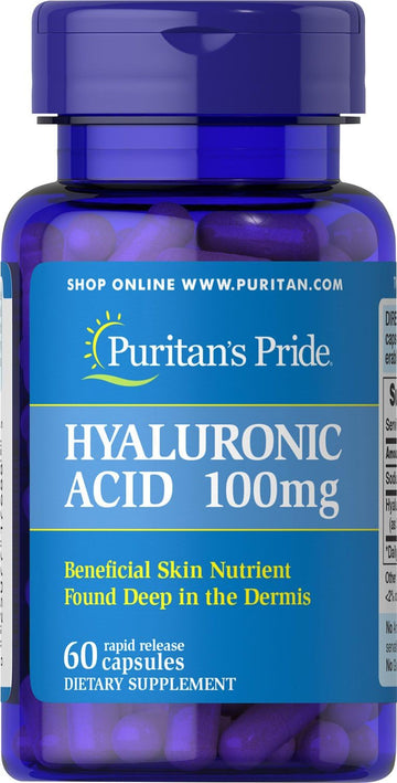 Puritans Pride Hyaluronic Acid 100 Mg Capsules, 60 Count