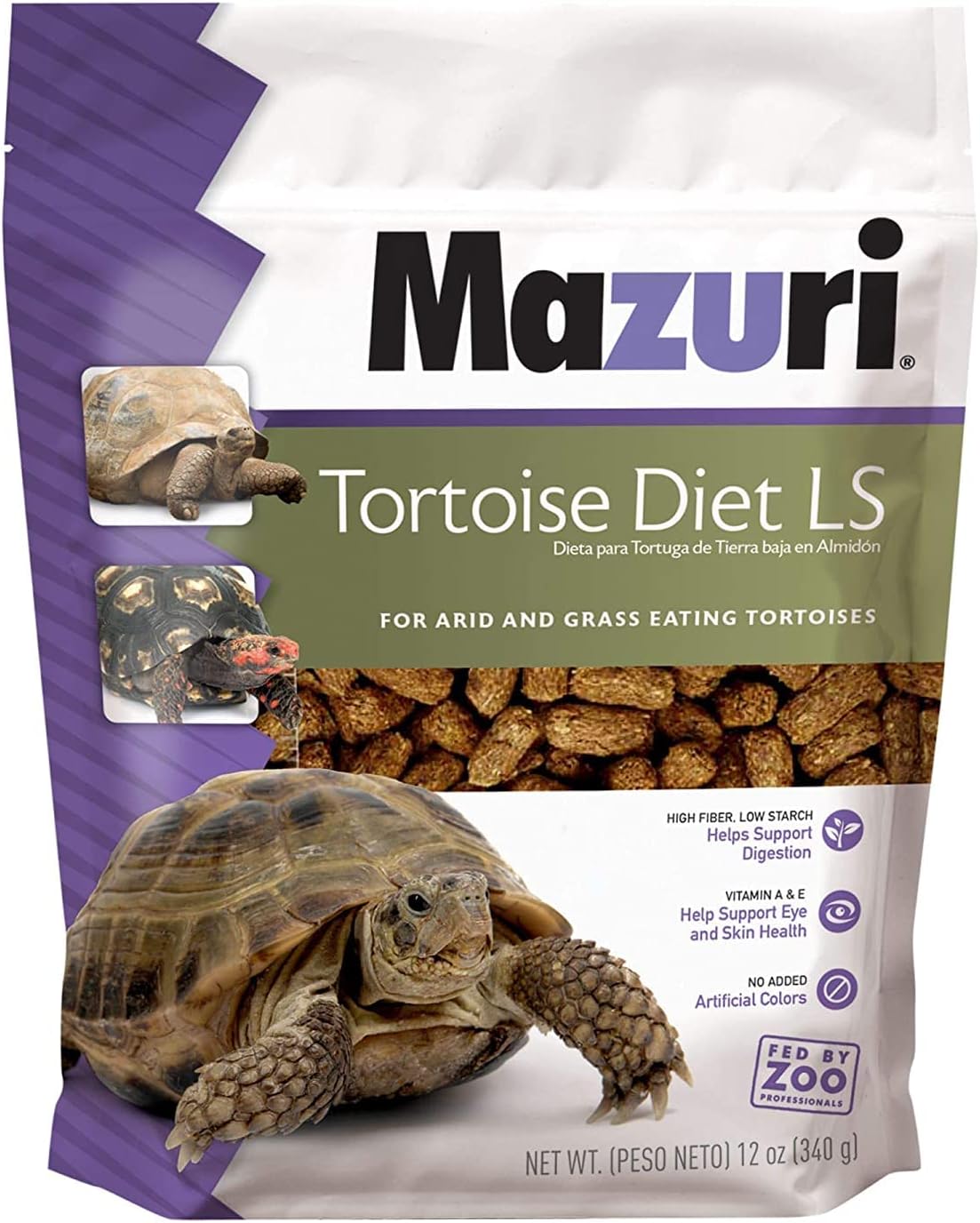 Mazuri | Tortoise Ls Diet For African Spurred/Sulcata, Desert, Egyptian, Galapagos, Gopher, Greek, Leopard, Pancake, Radiated Or Yellow-Footed Tortoise, | 12 Ounce (12 Oz) Bag