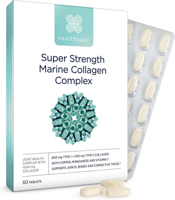 Healthspan 1,000mg Marine Collagen Complex 60 Tablets | 800mg Type I + 200mg Type II Collagen | Support Your Joints, Bones & Connective Tissue | Added Benefits for Skin & Beauty