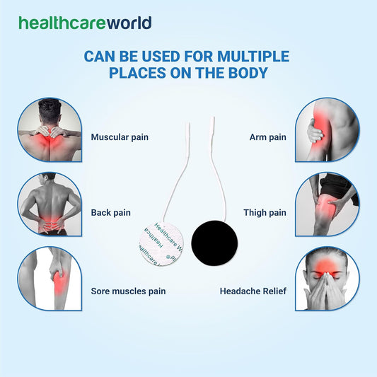 Tens Electrode Pads (16Pcs) Round Self-Adhesive Electrodes Targeted Pain Relief Compatible With Neurotrac, Flexi Tens Devices
