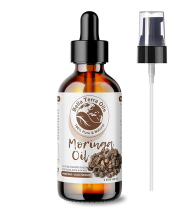 Bella Terra Oils - Organic Moringa Seed Oil 2oz - A Blend of Nature's Best, High in Oleic Acid & Vitamin E, For a Touch of Luxurious Smoothness