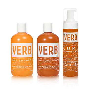 Bundle Of Verb Curl Shampoo & Conditioner Duo, 12 Oz + Verb Curl Foaming Gel – Frizz Control Mousse For Curl Definition 6.7 Fl Oz