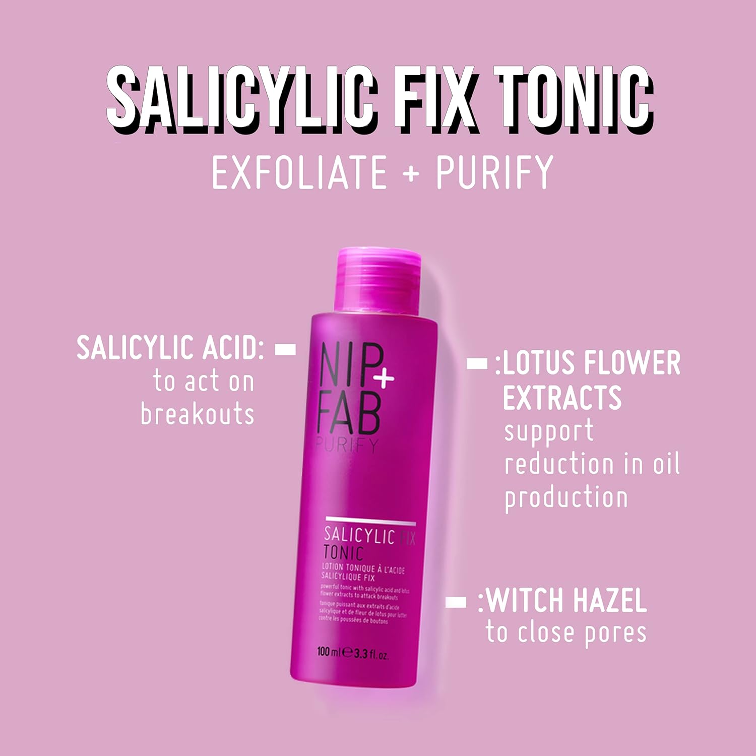 Nip + Fab Salicylic Acid Fix Tonic for Face with Witch Hazel, Lotus Flower Extract BHA Toner for Breakouts Minimize Pores Oil Control, 100ml : Amazon.co.uk: Beauty