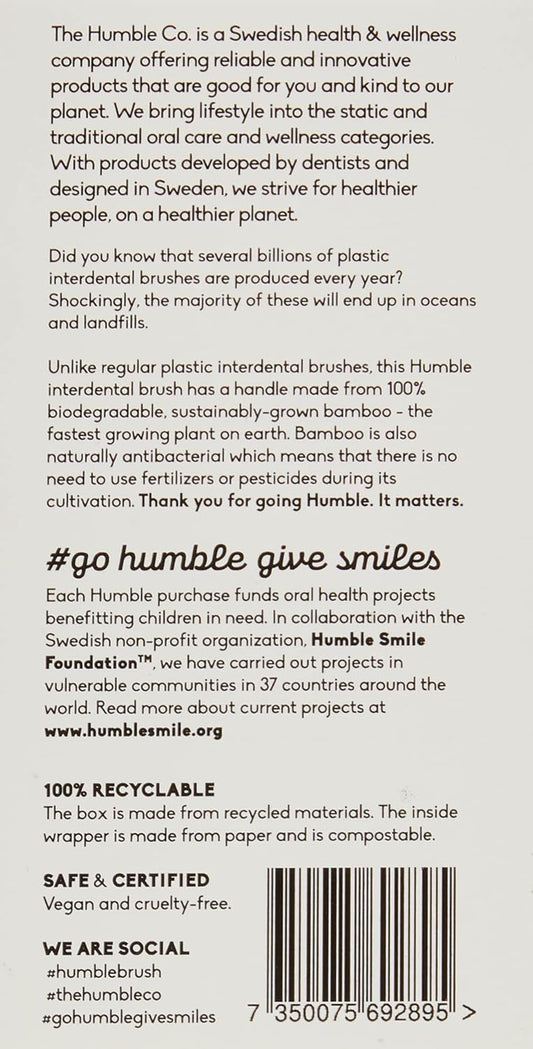 The Humble Co. - Interdental Brushes - Size 3-0,6 Mm - Developed By Dentists - Designed In Sweden - Teeth Cleaning - Vegan & Cruelty-Free - 8P