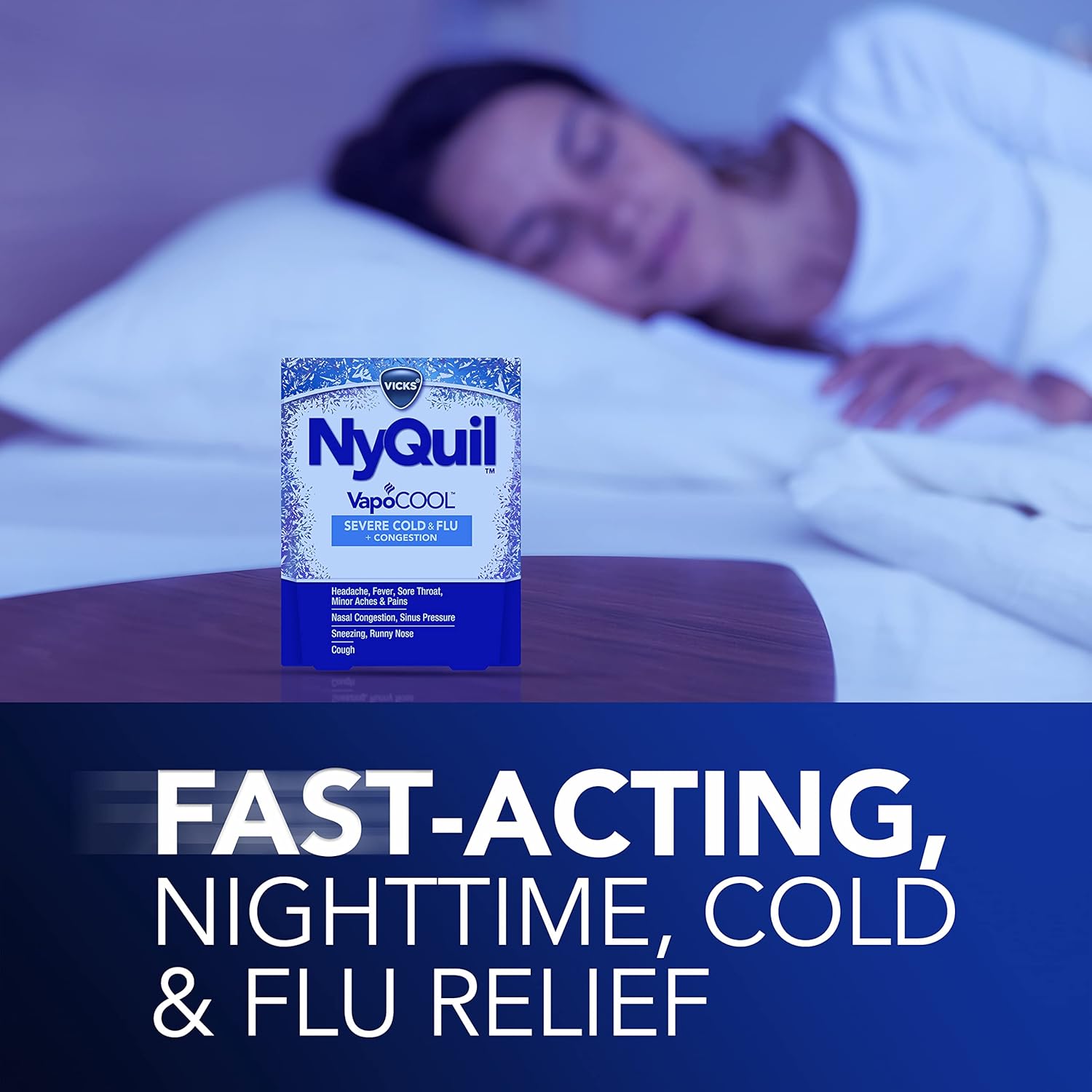 NyQuil SEVERE with Vicks VapoCOOL Cough, Cold & Flu Relief, 24 Caplets - Sore Throat, Fever, and Congestion Relief (Packaging May Vary) : Health & Household