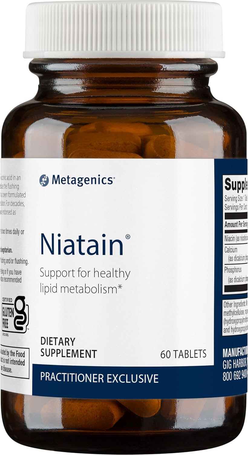 Metagenics Niatain Niacin B3-500 Mg Nicotinic Acid Per Serving - 3,125% Daily Value - Reduced Flushing Niacin - Non-Gmo & Gluten-Free - 60 Tablets