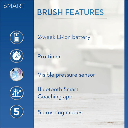 Oral-B Smart 6 Electric Toothbrushes Adults, App Connected Handle, 3 Toothbrush Heads & Travel Case, 5 Modes, Teeth Whitening, 2 Pin Uk Plug, 6000N