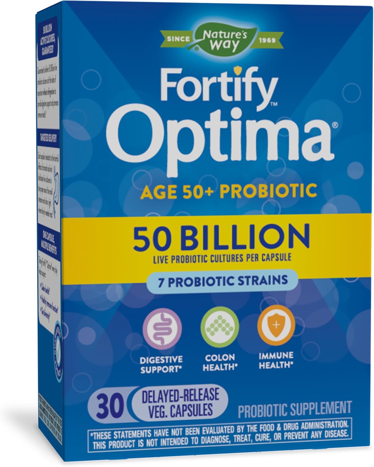 Nature'S Way Fortify Optima Optima Adult 50+ Daily Probiotic, 50 Billion Live Cultures, 7 Strains, 30 Capsules
