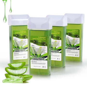 Liddy Dance Hair Removal Wax, Wax Refill, Soft Wax Roller Cartridge For Roll On Waxing Kit, Aloe Depilatory Rolling Wax For Sensitive Skin, 4 Pack (14.1 Oz)