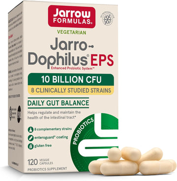 Jarrow Formulas Jarro-Dophilus Eps Probiotics 10 Billion Cfu, Dietary Supplement For Intestinal Tract Support, Gut Health Supplements For Women And Men, 120 Veggie Capsules, 60 Day Supply