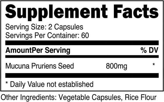 Nutricost Mucuna Pruriens 400mg, 120 Capsules - 800mg Per Serving, Veggie Caps, From Mucuna Pruriens Seed