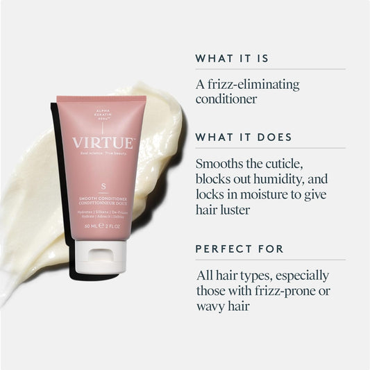 Virtue Smooth Conditioner For Frizz Control For Curly Hair, Sulfate Free, Safe For All Hair Types, Color Safe