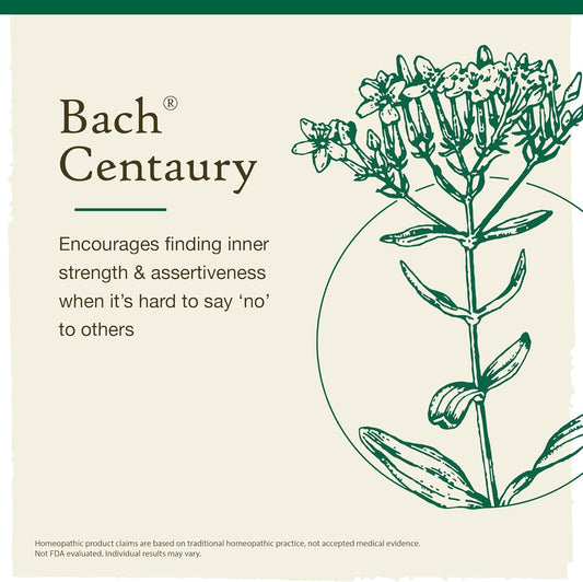 Bach Original Flower Remedies, Centaury for Assertiveness (Non-Alcohol Formula), Natural Homeopathic Flower Essence, Holistic Wellness and Stress Relief, Vegan, 10mL Dropper