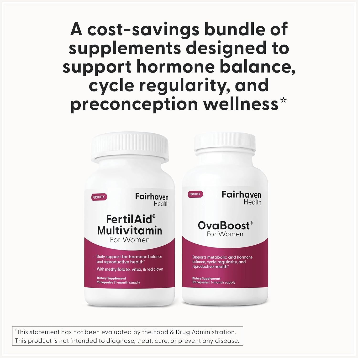 Fertilaid For Women & Ovaboost Combo, Female Fertility Supplement & Natural Fertility Vitamin With Myo-Inositol, Vitex & Vitamins To Support Ovulation, Cycle Regularity & Egg Quality, 1 Month Supply : Health & Household