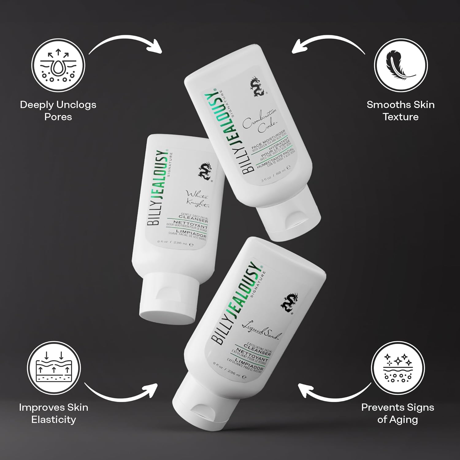 Billy Jealousy Face3Some Face Trio Vegan Mens Skin Care Kit With Travel Size Toiletries, Daily Facial Cleanser, Exfoliating Facial Cleanser And Skincare Moisturizer, Gentle Fresh Scent : Beauty & Personal Care