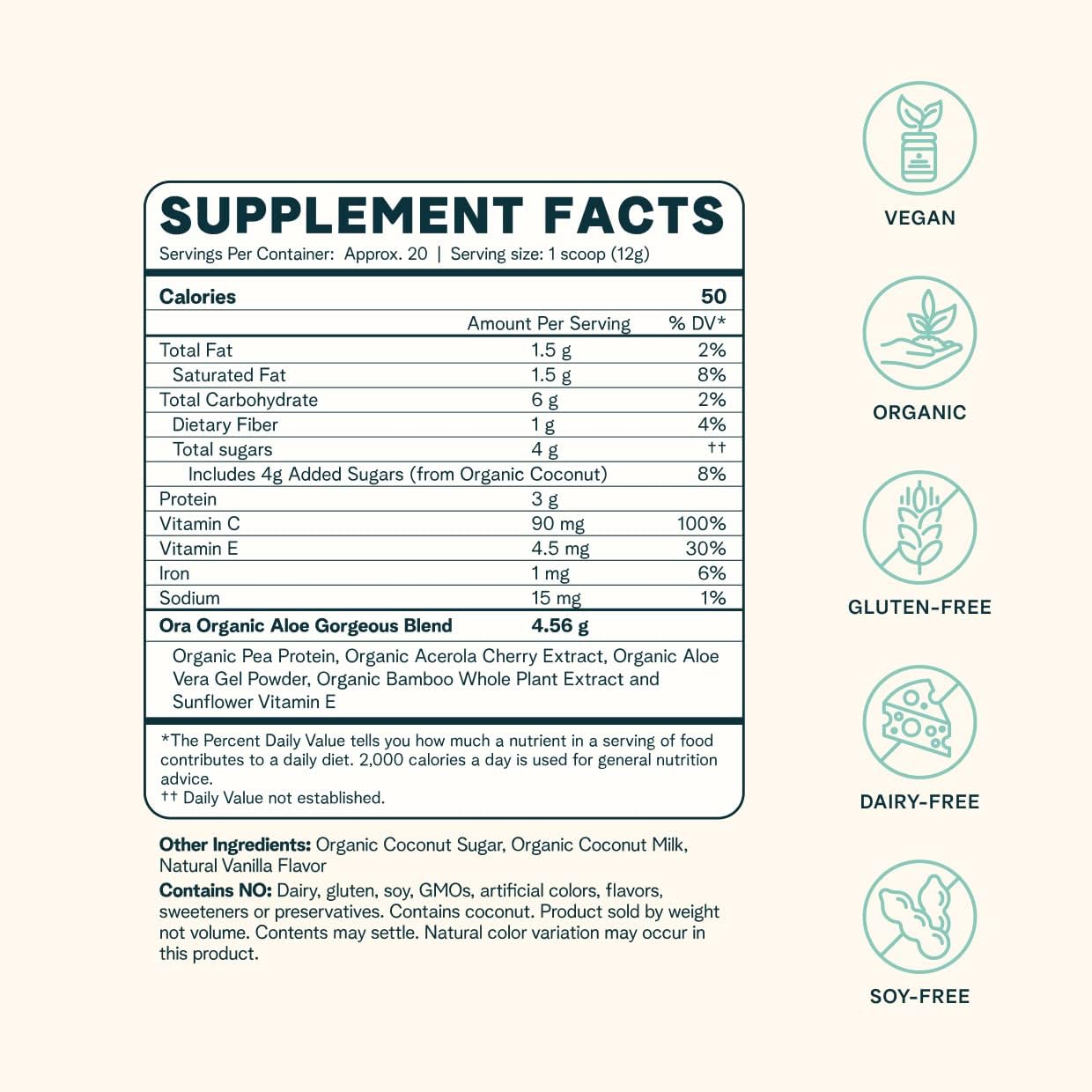 Ora Organic Vegan Collagen-Boosting Powder for Women and Men - Hair, Skin, & Nails Support - Bamboo Silica, Plant-Based Protein, Organic Vitamin C, Aloe Vera - Vanilla Flavor, 20 Servings : Baby