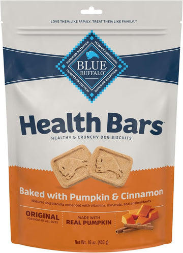 Blue Buffalo Health Bars Crunchy Dog Biscuits, Oven-Baked With Natural Ingredients, Pumpkin & Cinnamon, 16-Oz. Bag